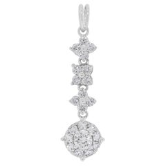 Pendentif exquis de 0,88ct de diamants naturels en or blanc 18K