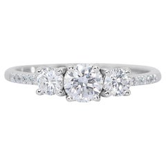 Exquisite 0.91ct Diamonds 3-Stone Ring in 18k White Gold - GIA Certified