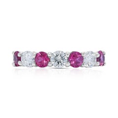 Exquisite 0.93ct Ruby 
Diamond Band in 18K White Gold