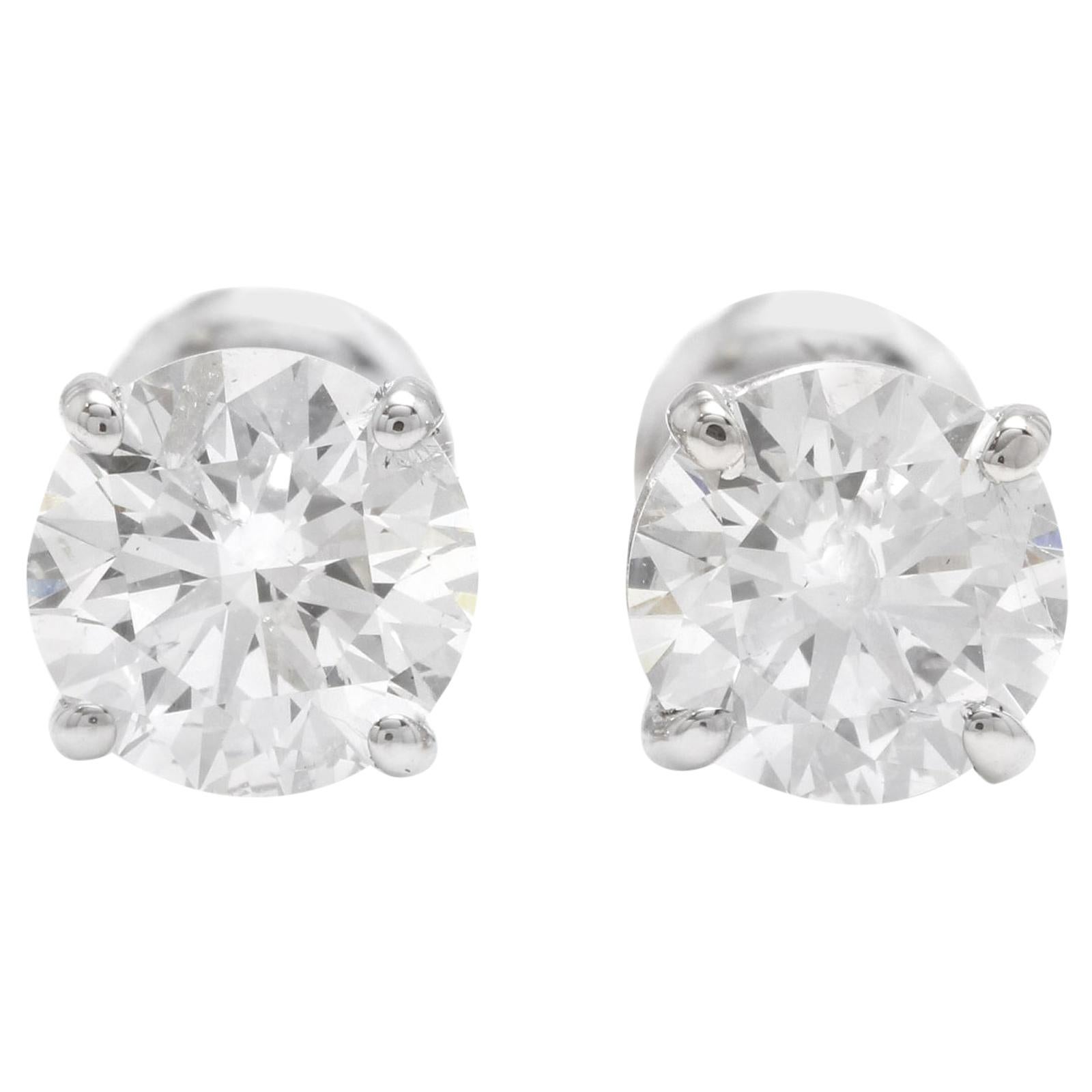 Boucles d'oreilles exquises en or blanc massif 14 carats avec diamants naturels de 0,95 carat