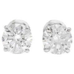 Exquisitos pendientes de diamante natural de 0,95 quilates y oro blanco macizo de 14 quilates