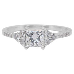 Squisito anello con pavé di diamanti da 0,98 carati in oro bianco 18 carati - certificato IGI