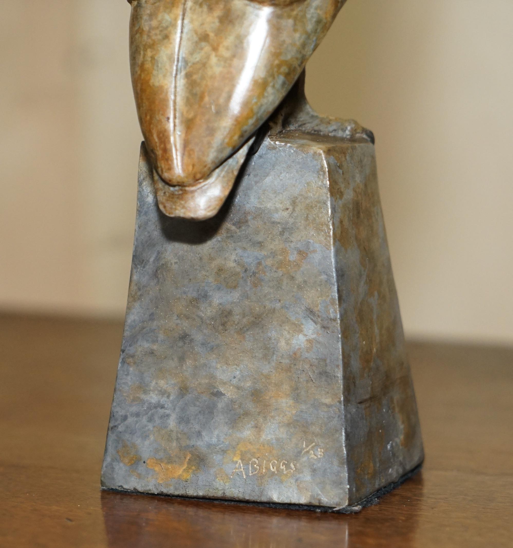 Exquisite 1/25 Limited Edition Alan Biggs Solid Bronze Owl Signed and Numbered For Sale 5
