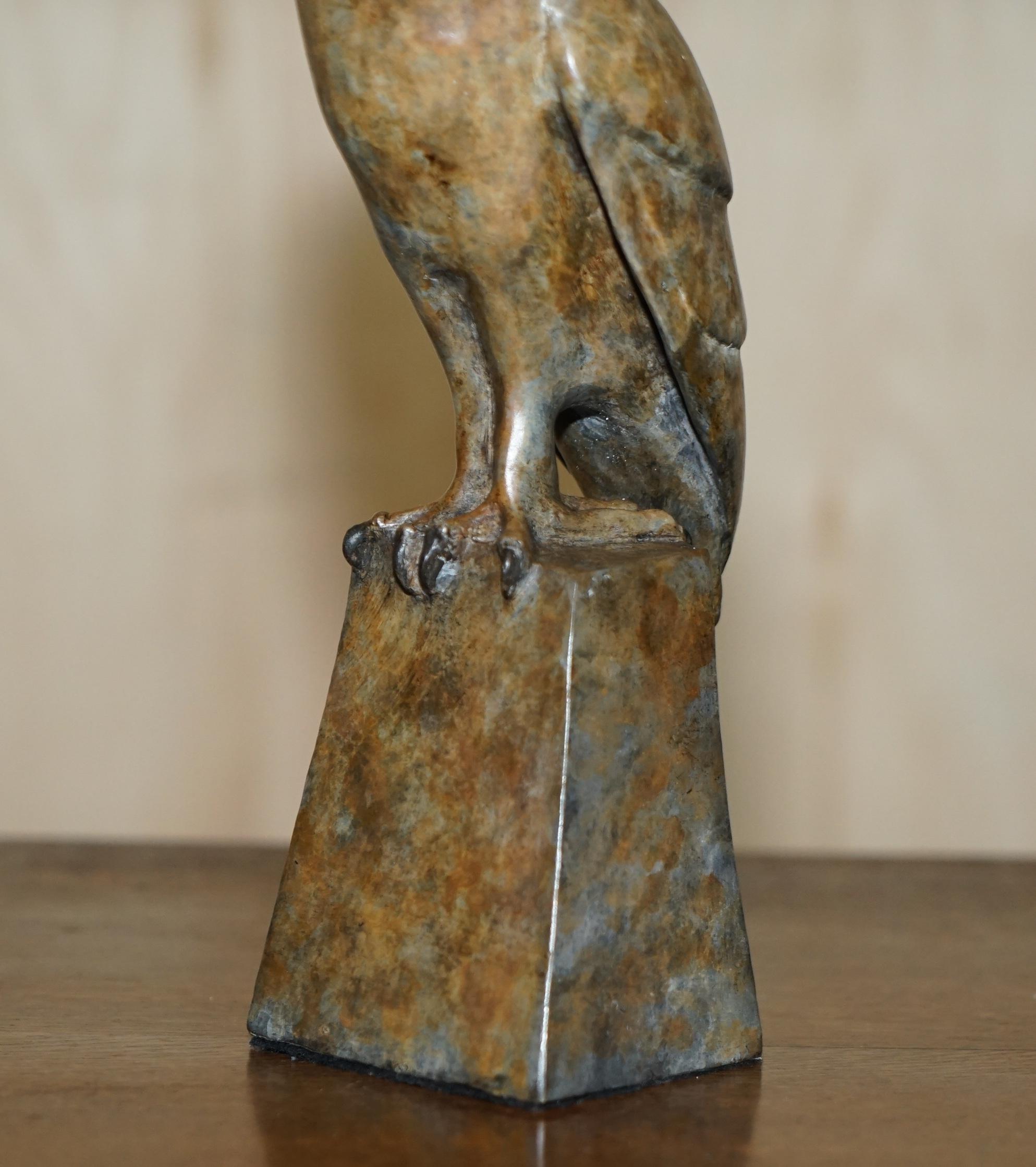 Mid-Century Modern Exquisite 1/25 Limited Edition Alan Biggs Solid Bronze Owl Signed and Numbered For Sale