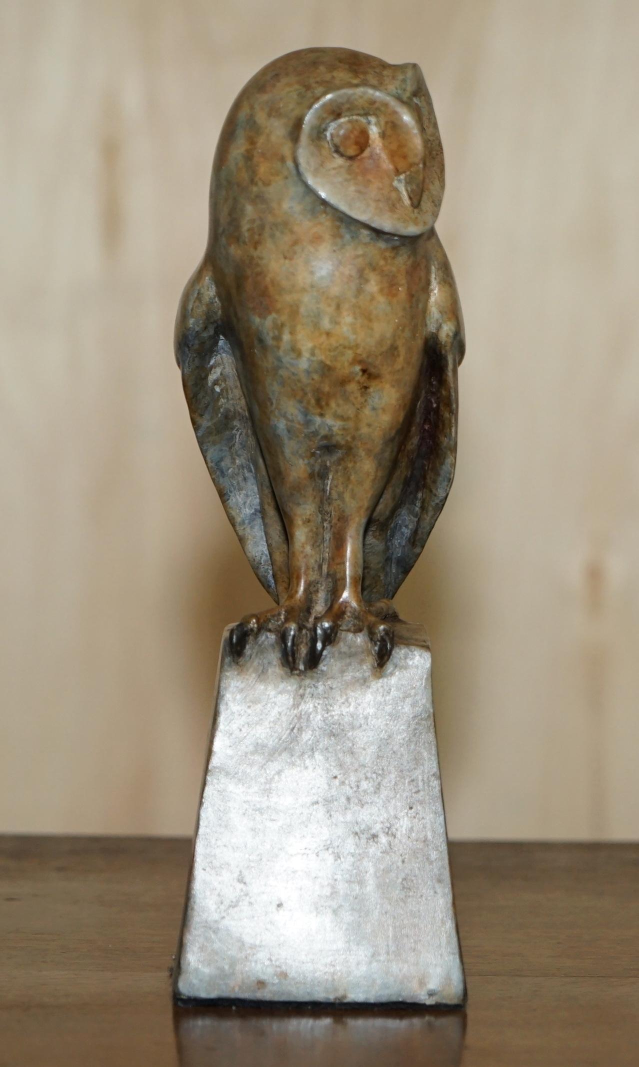 English Exquisite 1/25 Limited Edition Alan Biggs Solid Bronze Owl Signed and Numbered For Sale