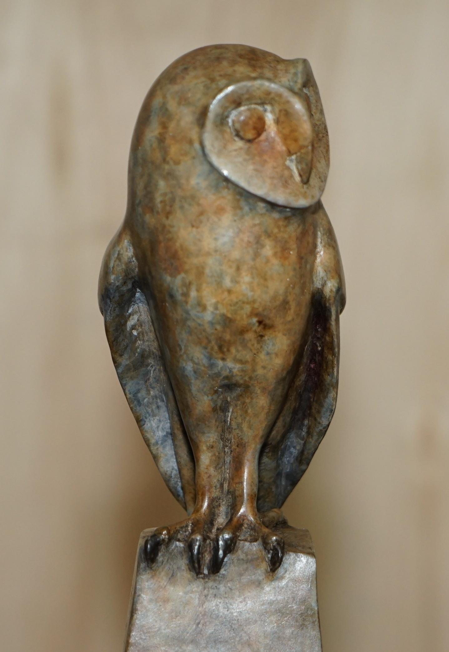 Hand-Crafted Exquisite 1/25 Limited Edition Alan Biggs Solid Bronze Owl Signed and Numbered For Sale