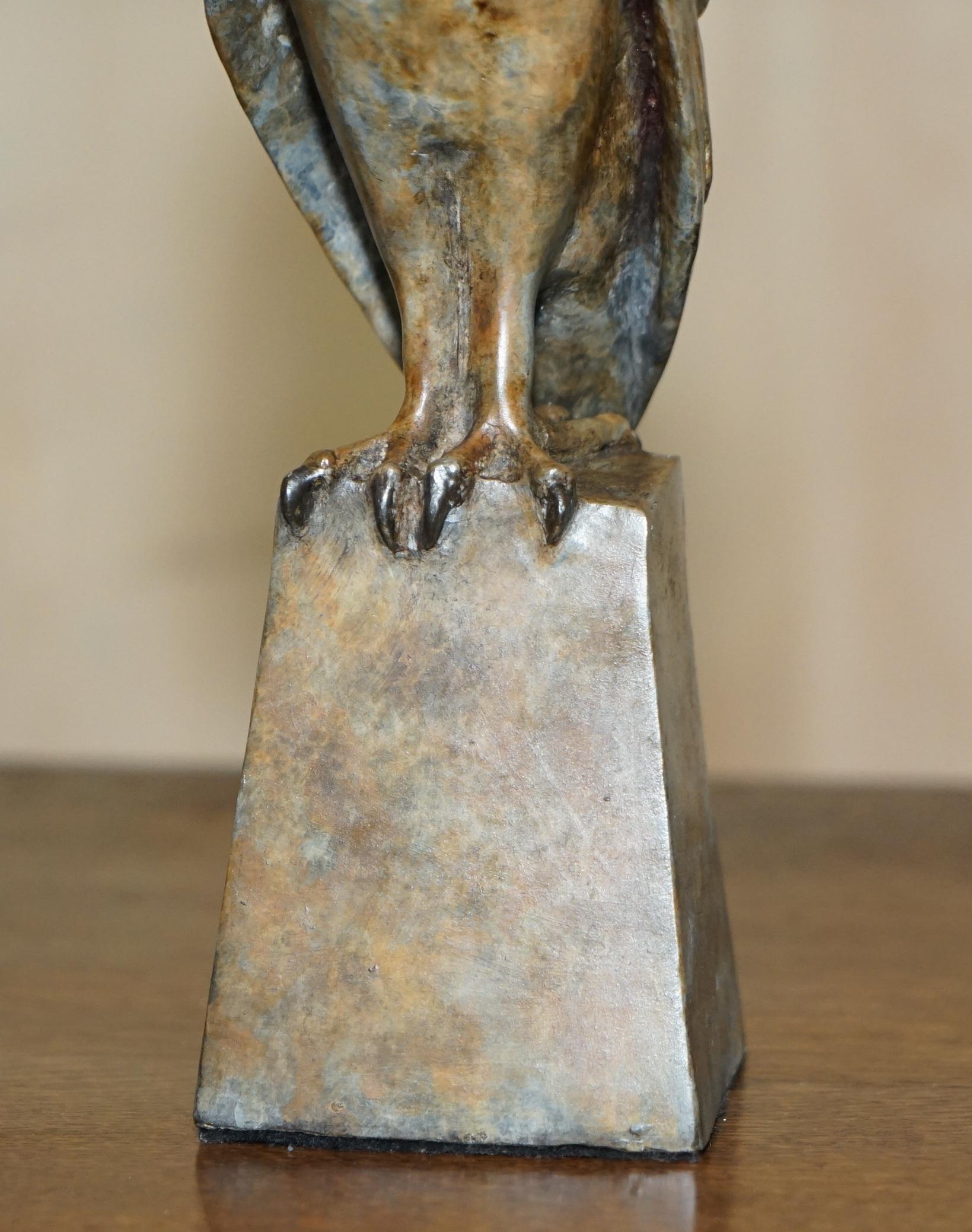 20th Century Exquisite 1/25 Limited Edition Alan Biggs Solid Bronze Owl Signed and Numbered For Sale