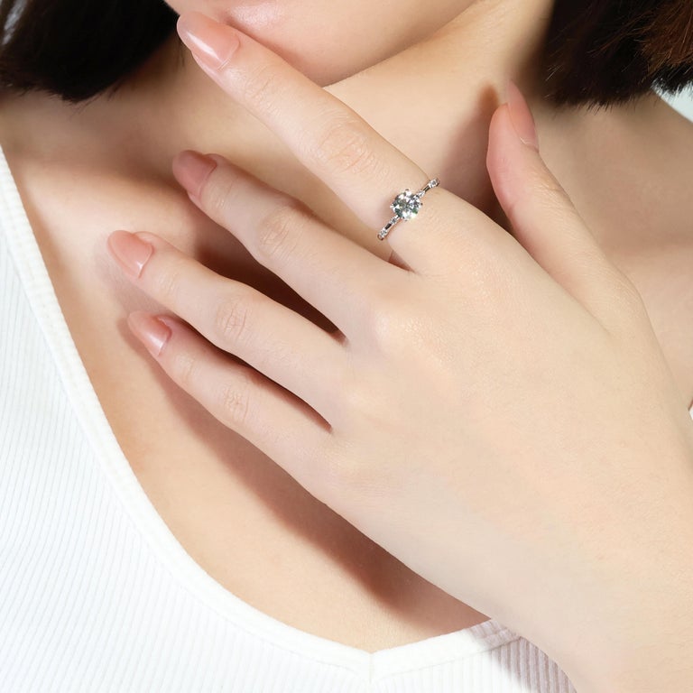 Dazzling Decagon-Cut Natural Diamond Ring in 18K White Gold