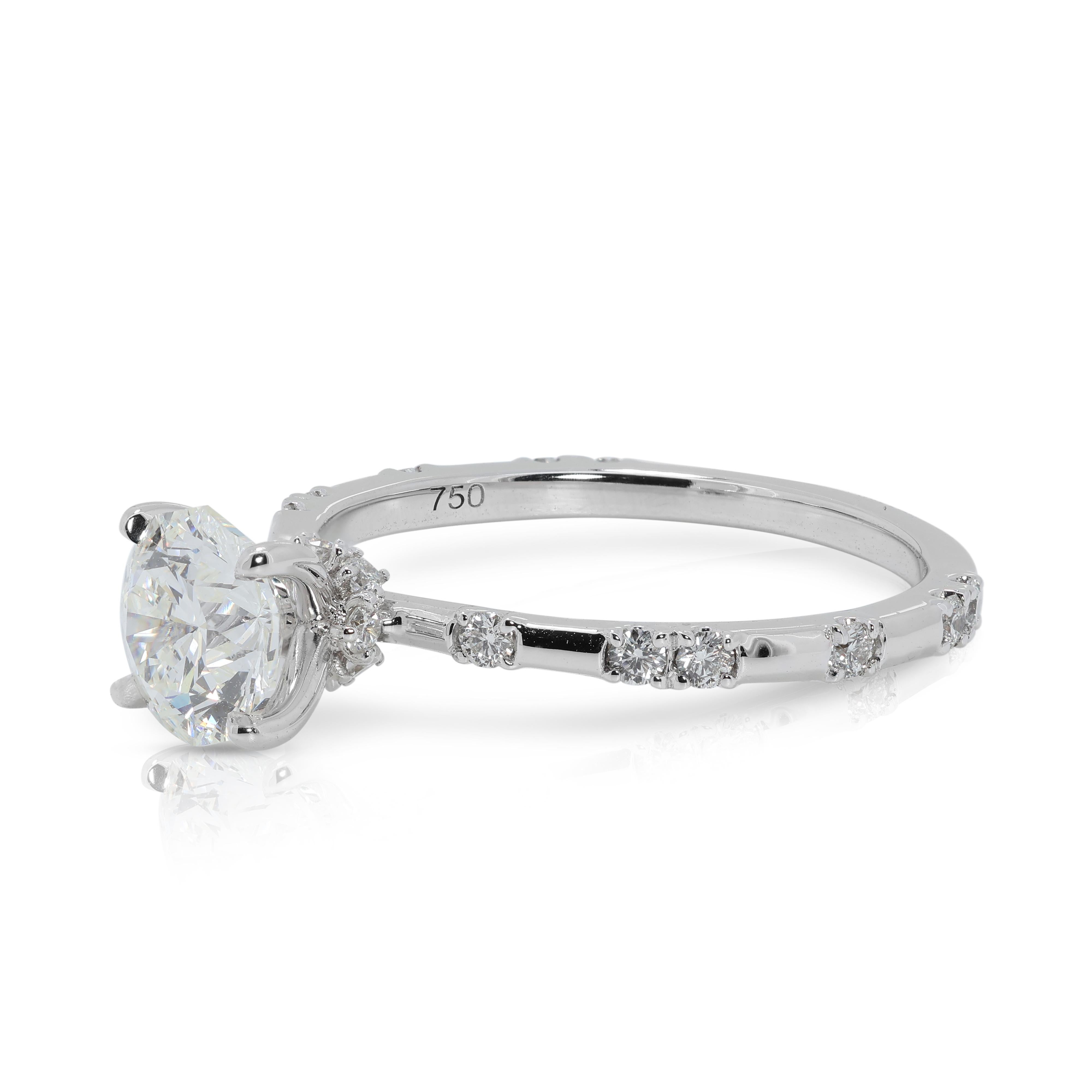 Magnifique bague de 1 carat et 15 points en or blanc 18 carats avec AGS Excellent état - En vente à רמת גן, IL