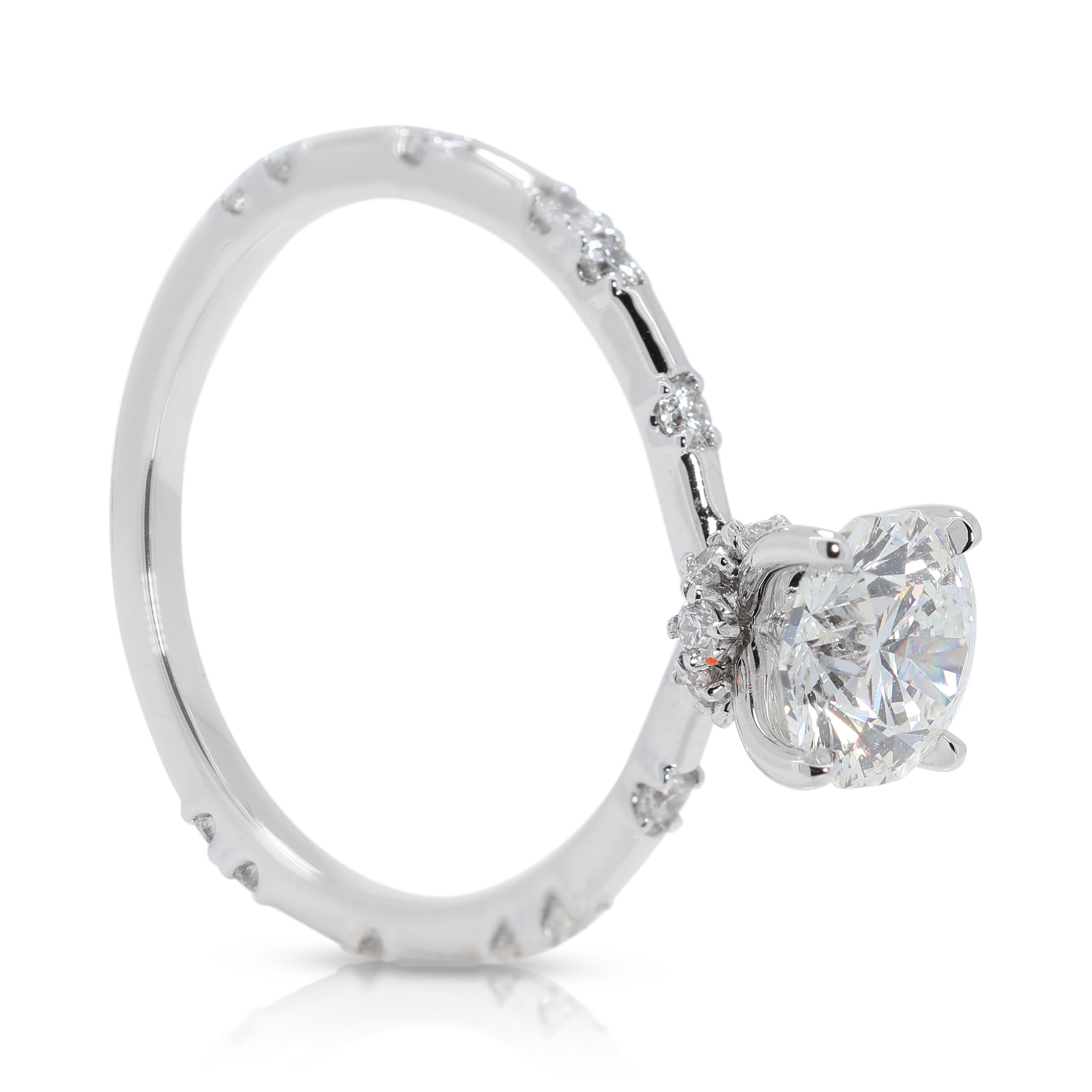 Magnifique bague de 1 carat et 15 points en or blanc 18 carats avec AGS en vente 1