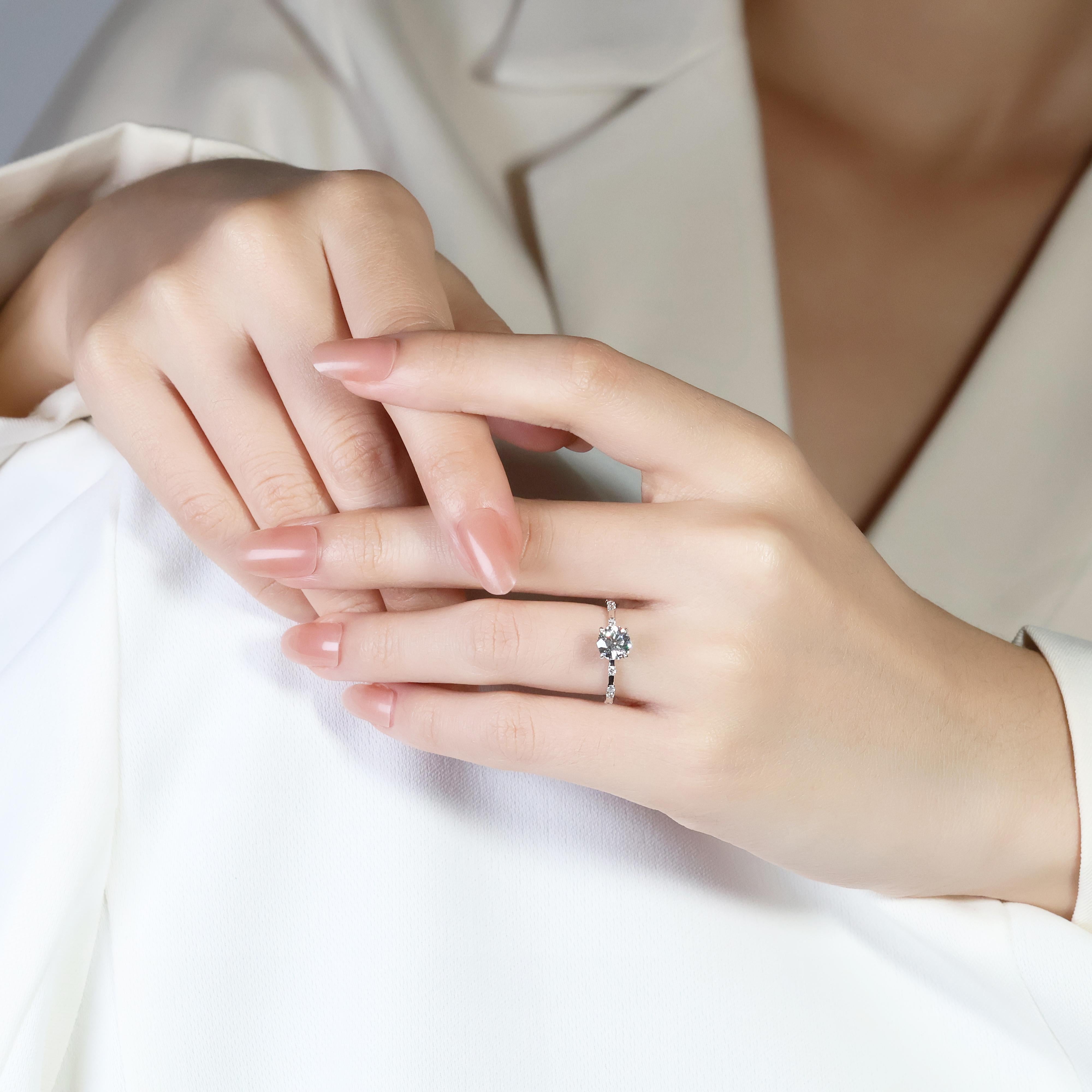 Magnifique bague de 1 carat et 15 points en or blanc 18 carats avec AGS en vente 3