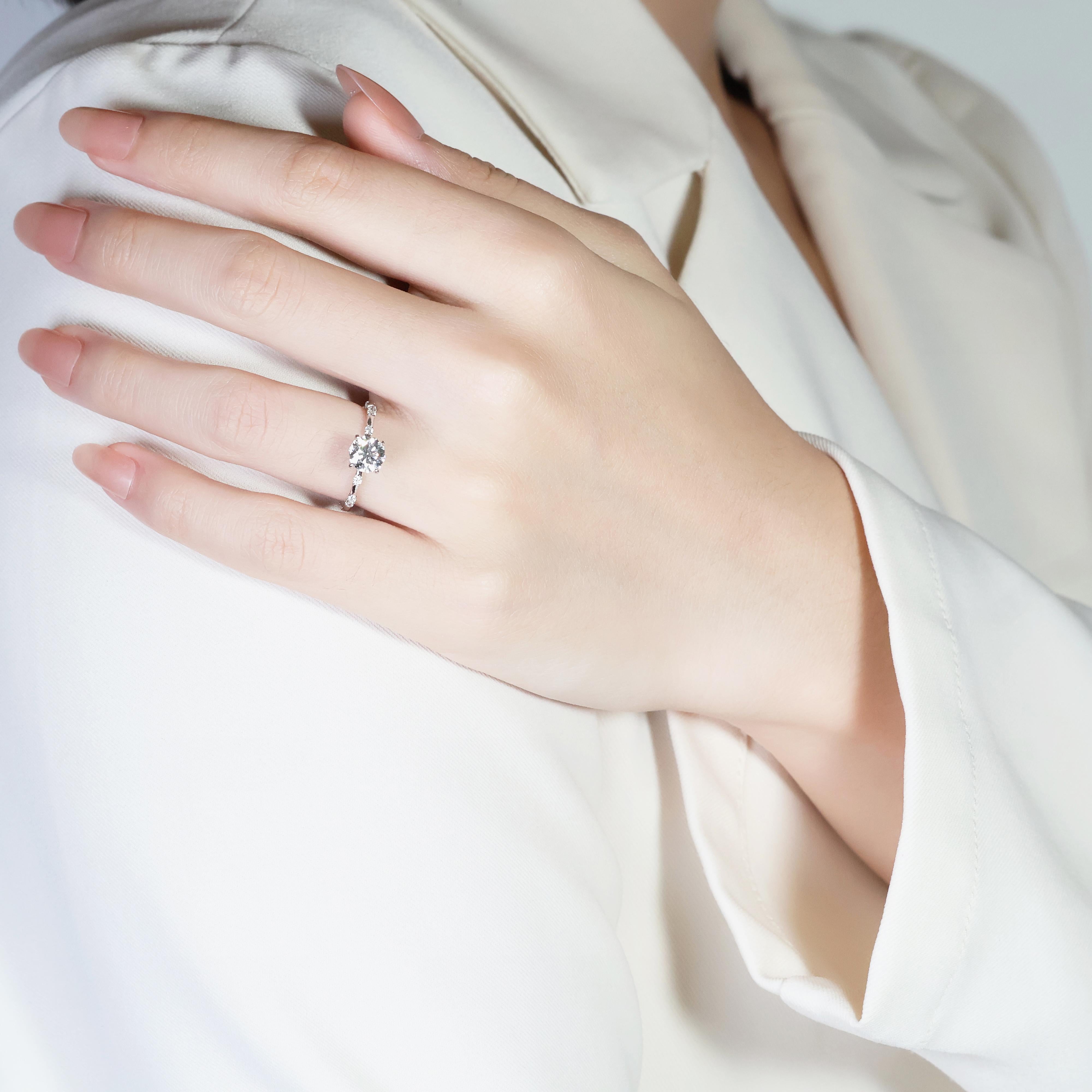 Magnifique bague de 1 carat et 15 points en or blanc 18 carats avec AGS en vente 4
