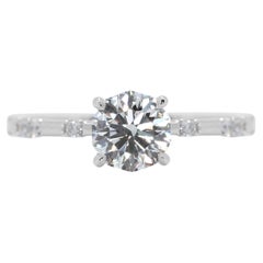 Exquisite 1 carat & 15 points Natural Diamond Ring in 18K White Gold with AGS