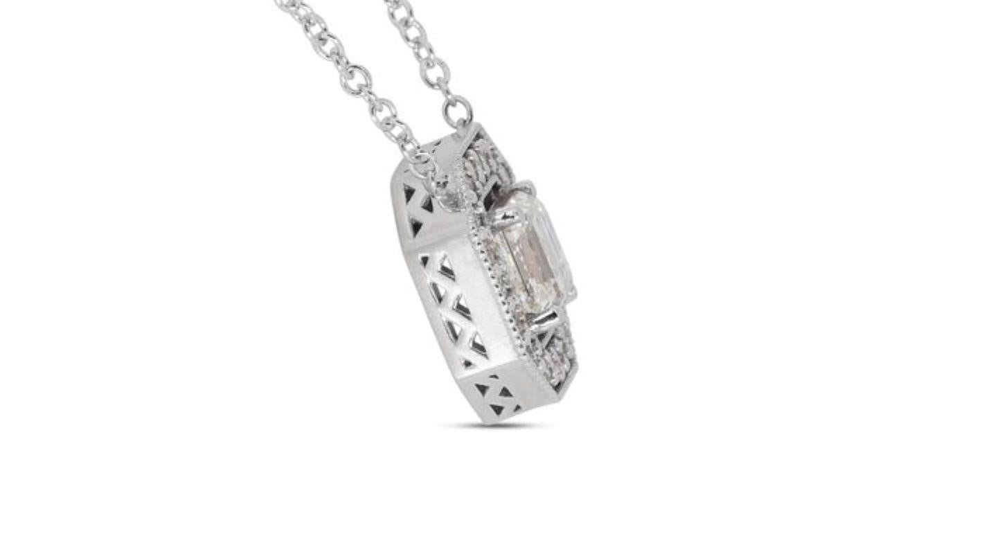 Women's Exquisite 1 Carat Asscher Diamond Necklace with Halo