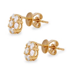 Exquisite 1.00 Carat Natural Diamond 14 Karat Solid Yellow Gold Earrings