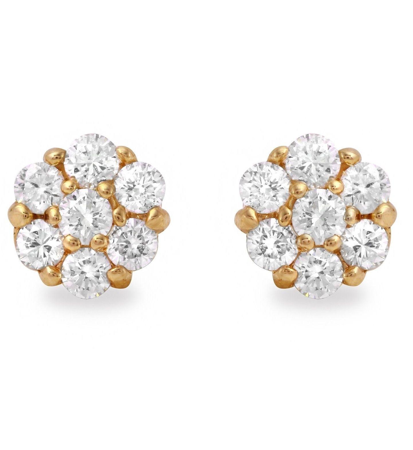 Exquisite 1.00 Carat Natural Diamond 14 Karat Solid Yellow Gold Earrings In New Condition For Sale In Los Angeles, CA