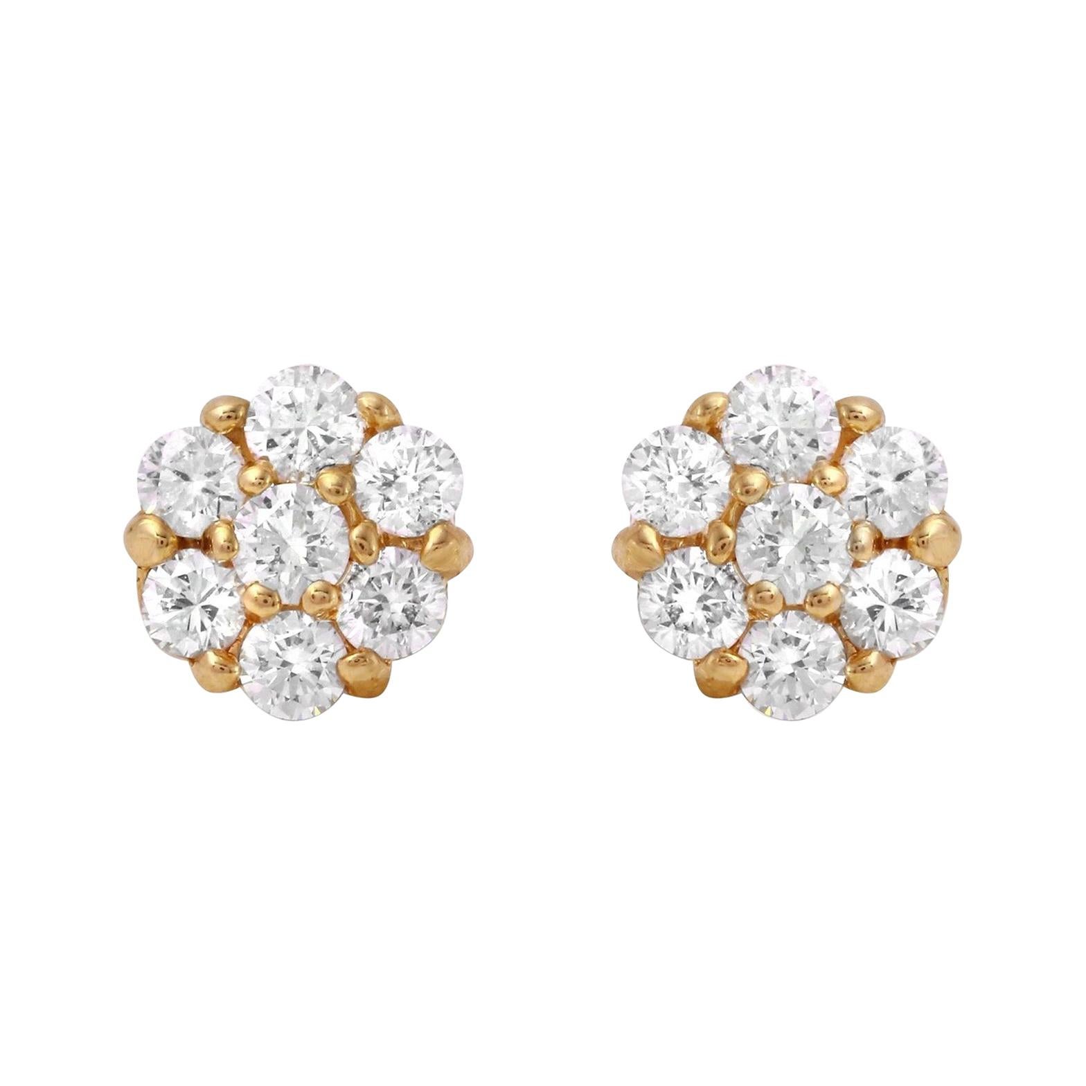 Exquisitos pendientes de oro amarillo macizo de 14 quilates con un diamante natural de 1,00 quilates