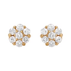 Exquisitos pendientes de oro amarillo macizo de 14 quilates con un diamante natural de 1,00 quilates
