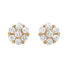 Exquisite 1.00 Carat Natural Diamond 14 Karat Solid Yellow Gold Earrings