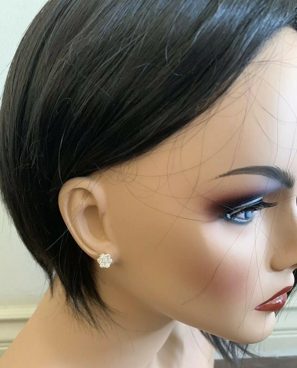 Exquisitos pendientes de oro amarillo macizo de 14 quilates con un diamante natural de 1,00 quilates en Nuevo estado para la venta en Los Angeles, CA