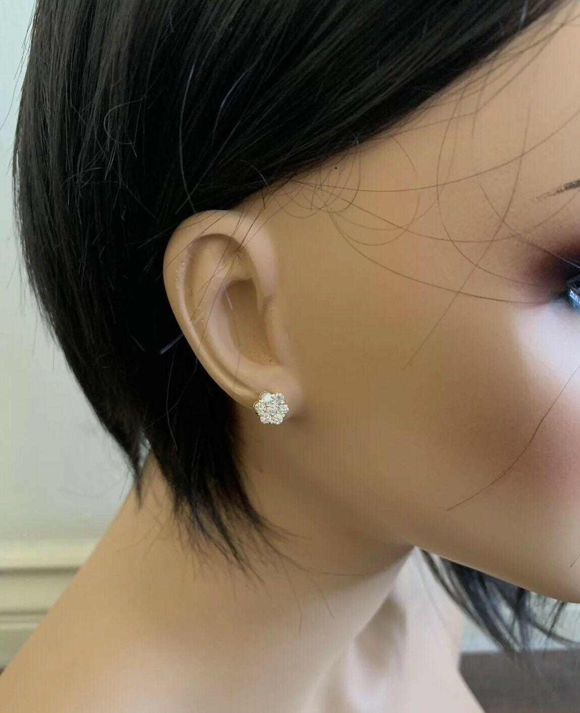 De las mujeres Exquisitos pendientes de oro amarillo macizo de 14 quilates con un diamante natural de 1,00 quilates en venta