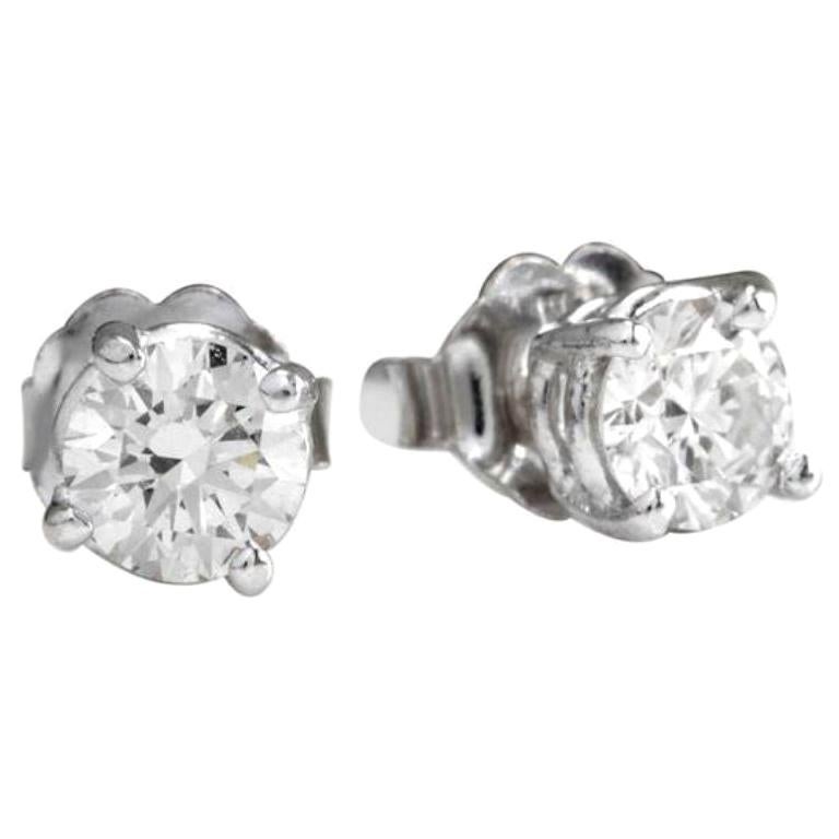 Exquisite 1.00 Carat Natural Diamond 14 Karat Solid White Gold Stud Earrings For Sale