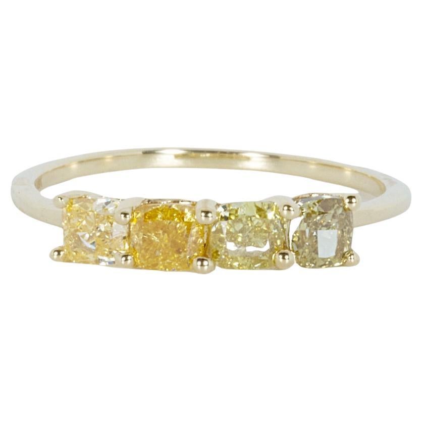 Exquisite 1.00 ct Fancy Colored Diamond Ring in 18k Yellow Gold - IGI Certified
