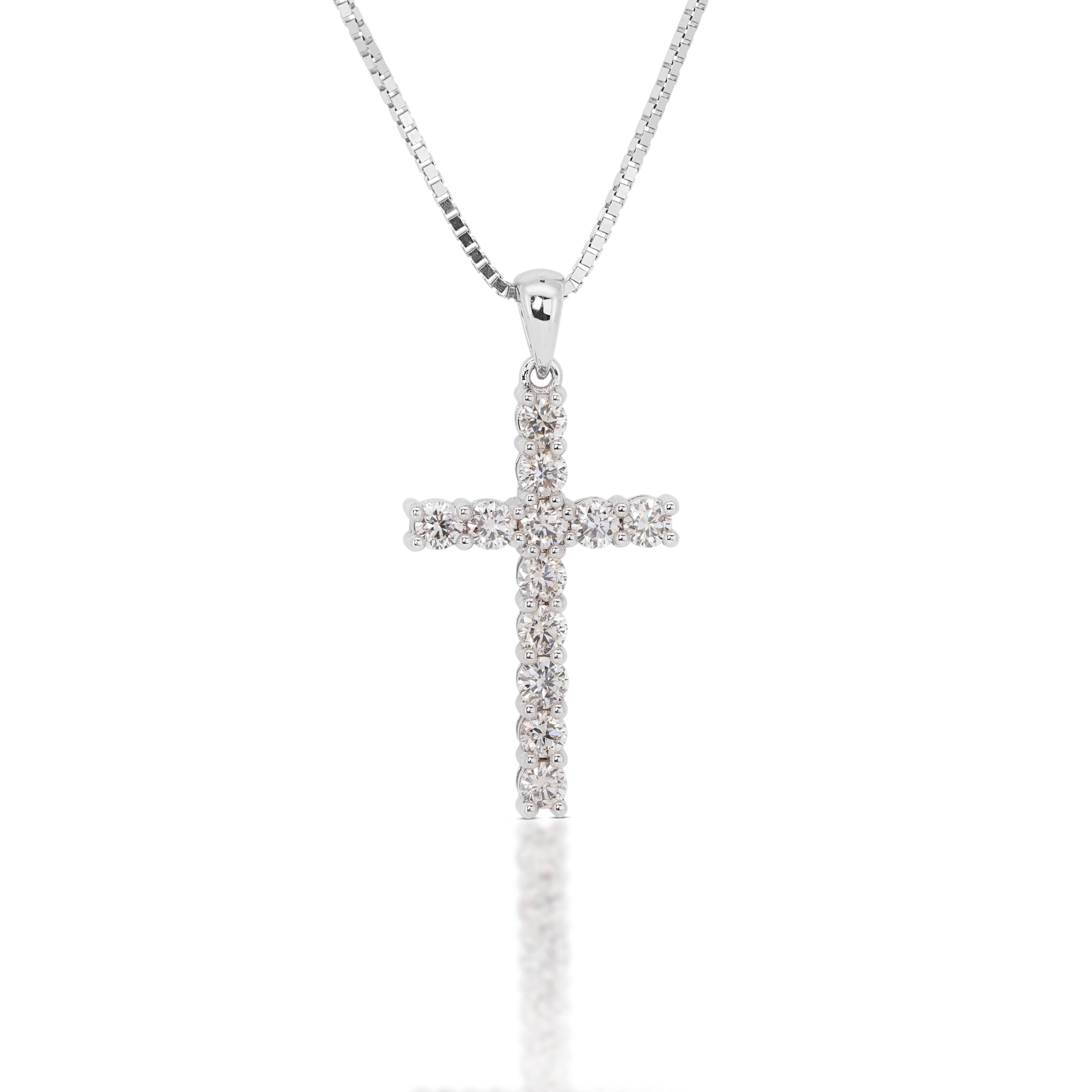 Round Cut Exquisite 1.00ct Diamond Cross Pendant - (Chain not included)