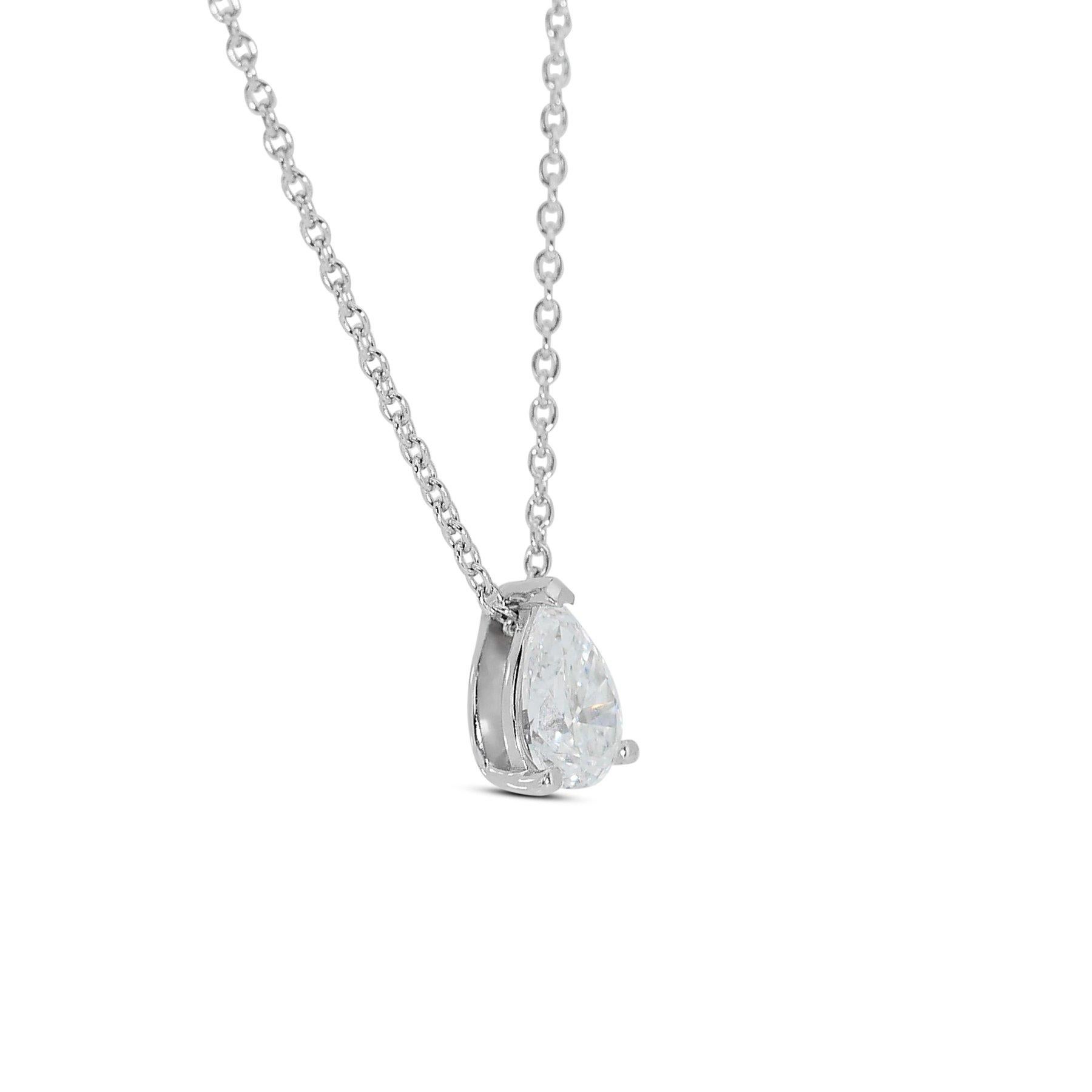 Pear Cut Exquisite 1.00ct Diamond Necklace with Pendant in 18k White Gold - GIA Certified For Sale