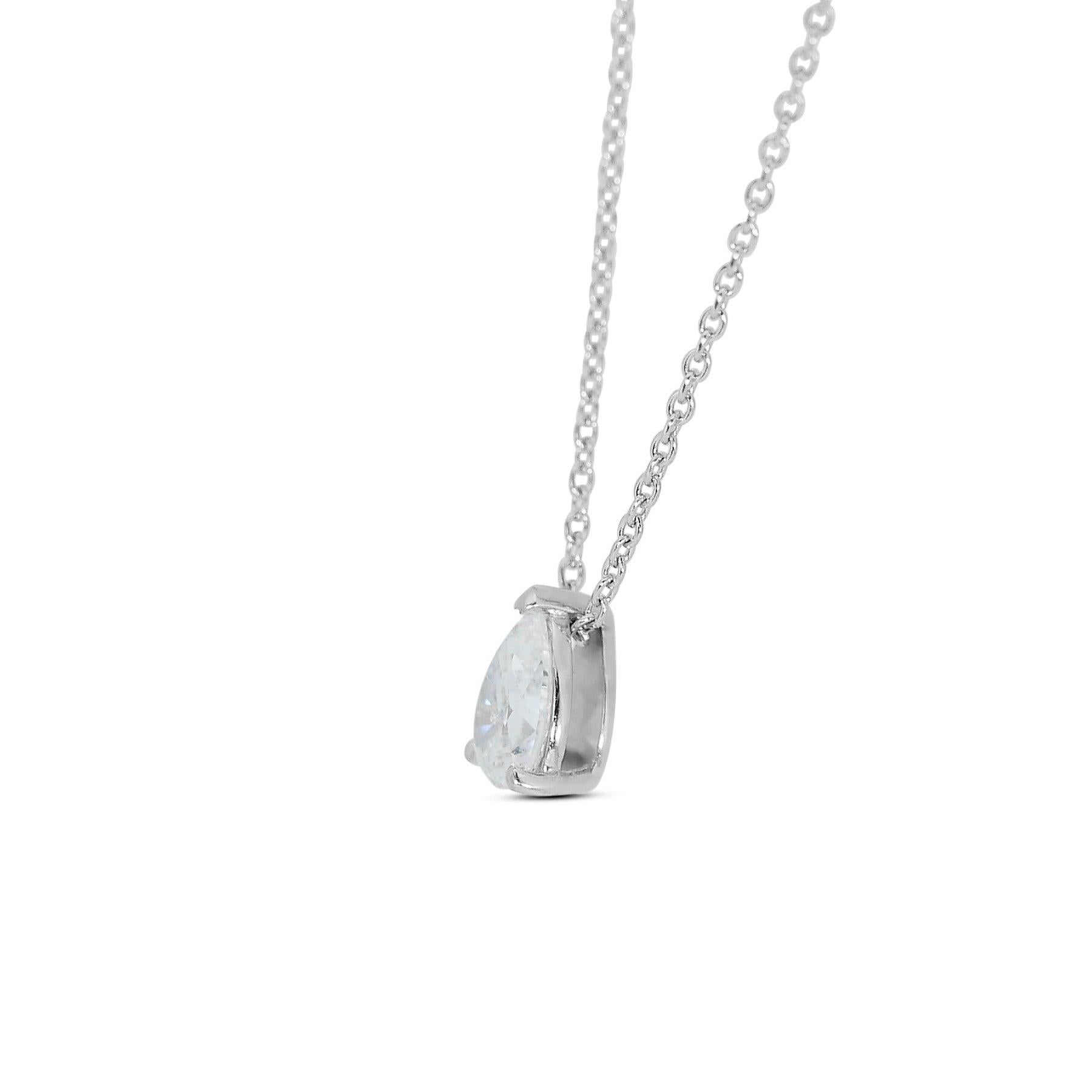 Exquisite 1.00ct Diamond Necklace with Pendant in 18k White Gold - GIA Certified In New Condition For Sale In רמת גן, IL