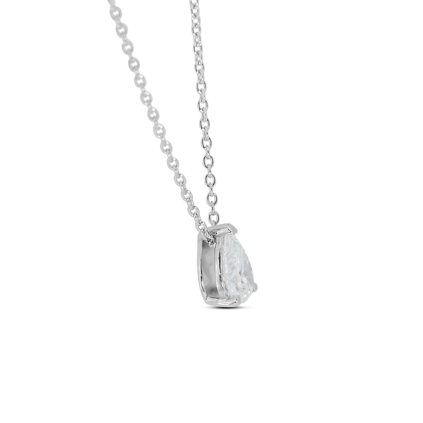Exquisite 1.00ct Diamond Necklace with Pendant in 18k White Gold - GIA Certified For Sale 1