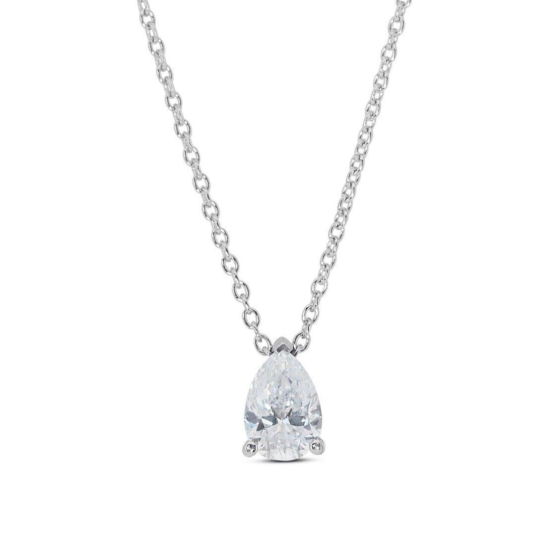 Exquisite 1.00ct Diamond Necklace with Pendant in 18k White Gold - GIA Certified For Sale 3