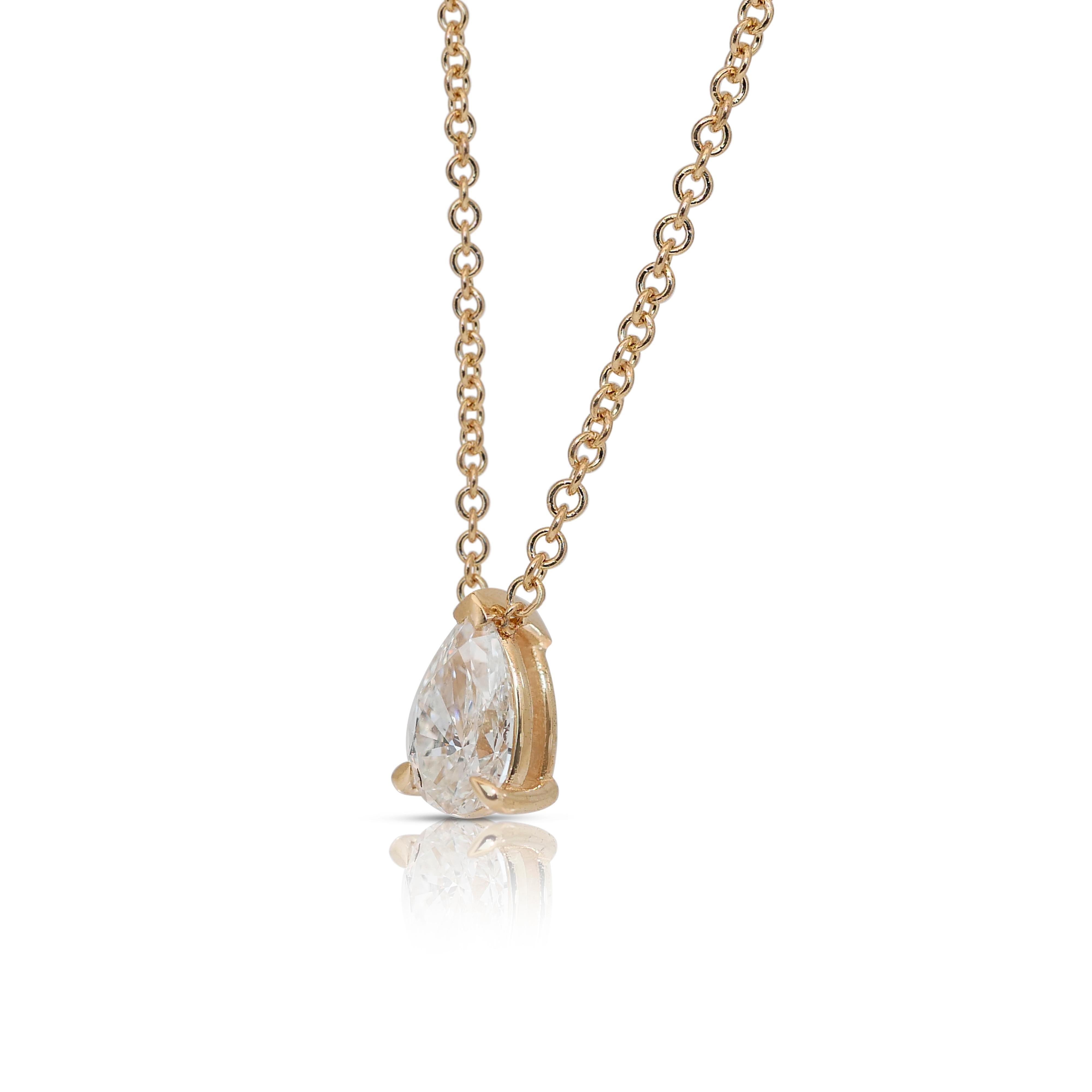 Pear Cut Exquisite 1.00ct Double Excellent Ideal Cut Diamond Solitaire Necklace - GIA For Sale