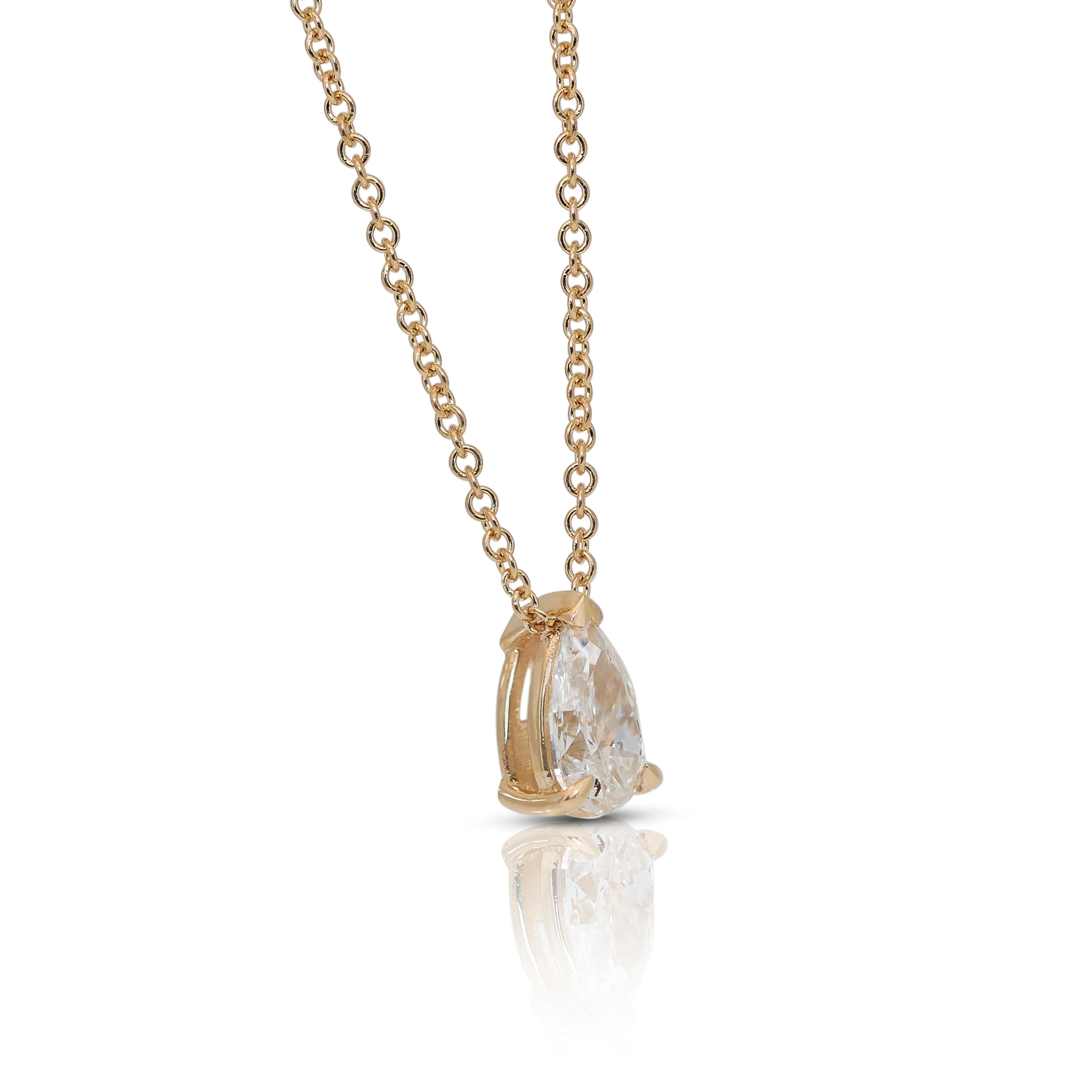 Exquisite 1.00ct Double Excellent Ideal Cut Diamond Solitaire Necklace - GIA In New Condition For Sale In רמת גן, IL