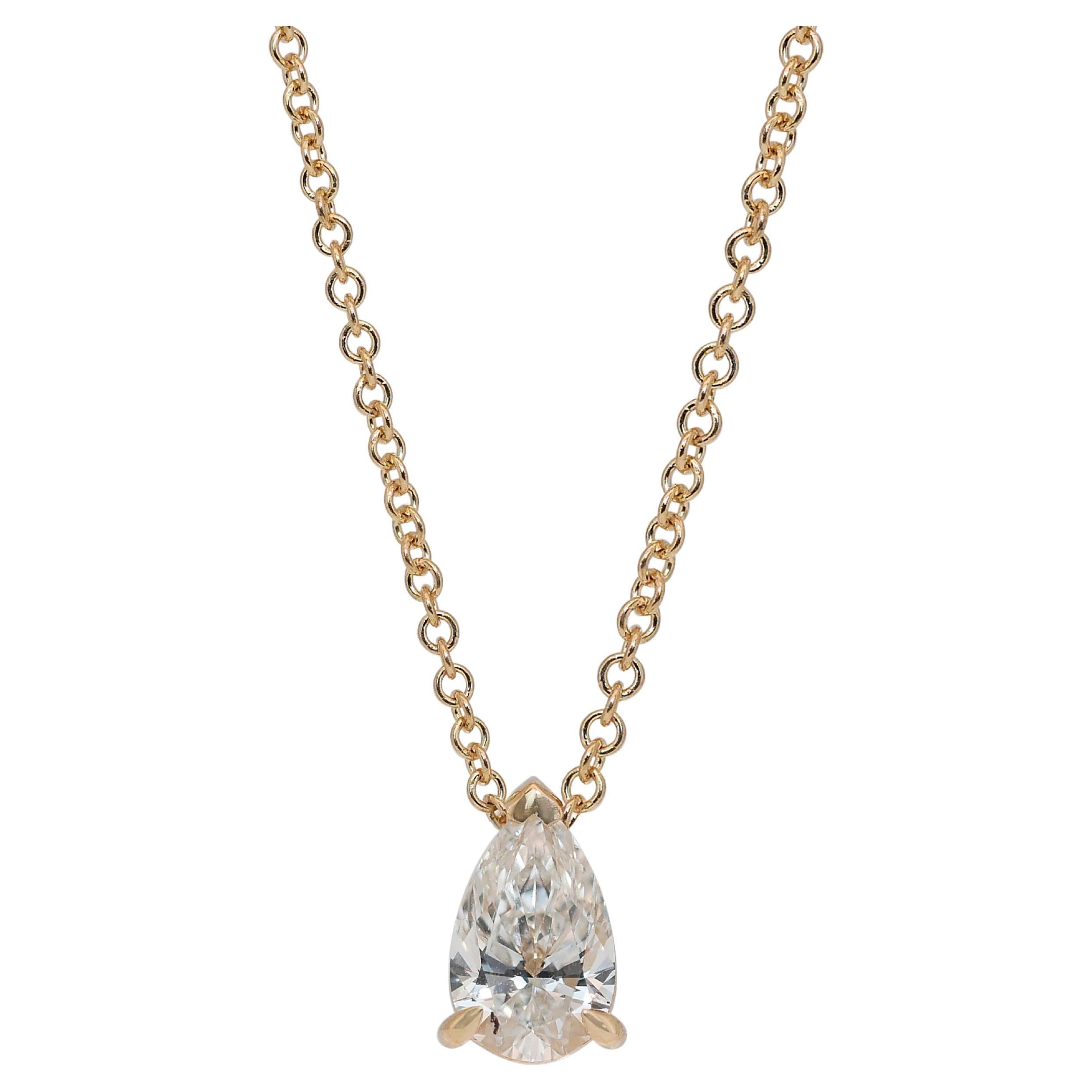 Exquisite 1.00ct Double Excellent Ideal Cut Diamond Solitaire Necklace - GIA