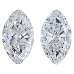 Exquisite 1.00ct  Ideal Cut Pair of Marquise-Shaped Diamonds - GIA Certified