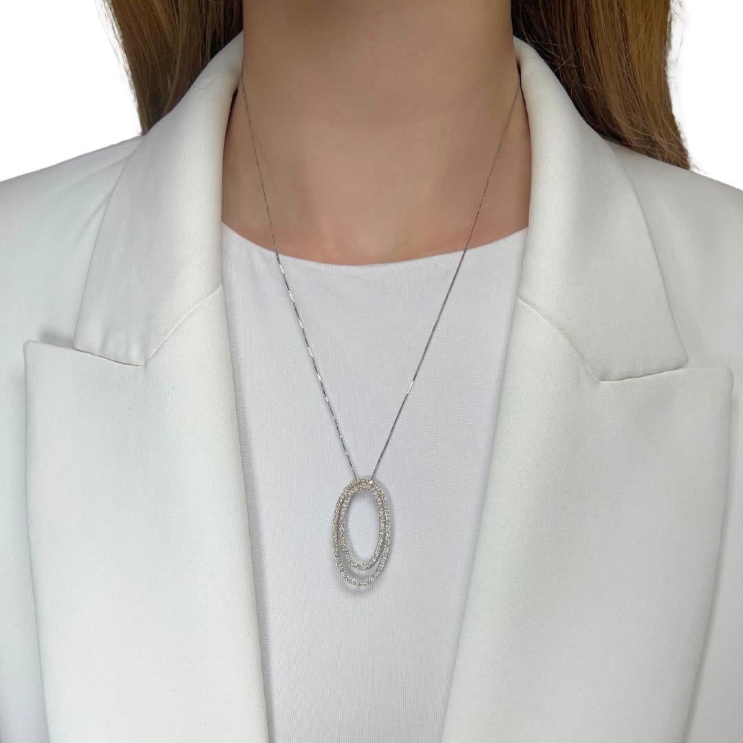 Exquisite 1.01ct Diamonds Necklace in 14k White Gold - IGI Certified

This elegant 14k white gold necklace is adorned with 58 round diamonds, collectively weighing 1.01ct. The diamonds boast a dazzling near-colorless sparkle that enhances the ring’s