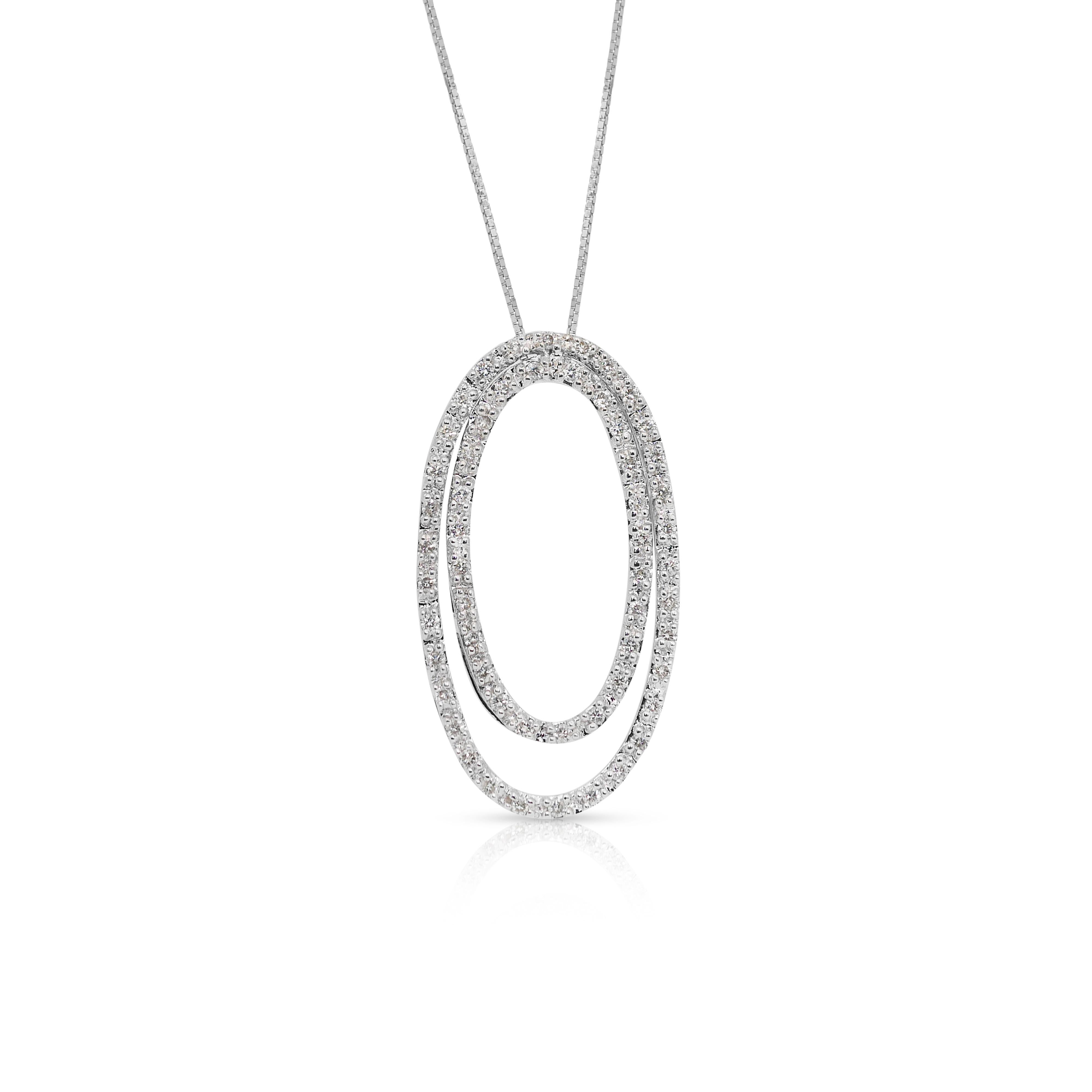 Round Cut Exquisite 1.01ct Diamonds Necklace in 14k White Gold - IGI Certified