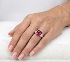Exquisite 10.2+ CTW Natural Pink Spinel & Diamond Engagement Ring