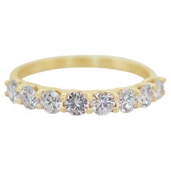 Exquisite 1.03ct Diamonds Half Eternity Ring in 14k Yellow Gold - IGI Certified