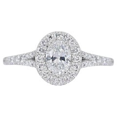 Exquisite 1,04ct Oval Diamond Halo Ring in 18k Weißgold - GIA zertifiziert