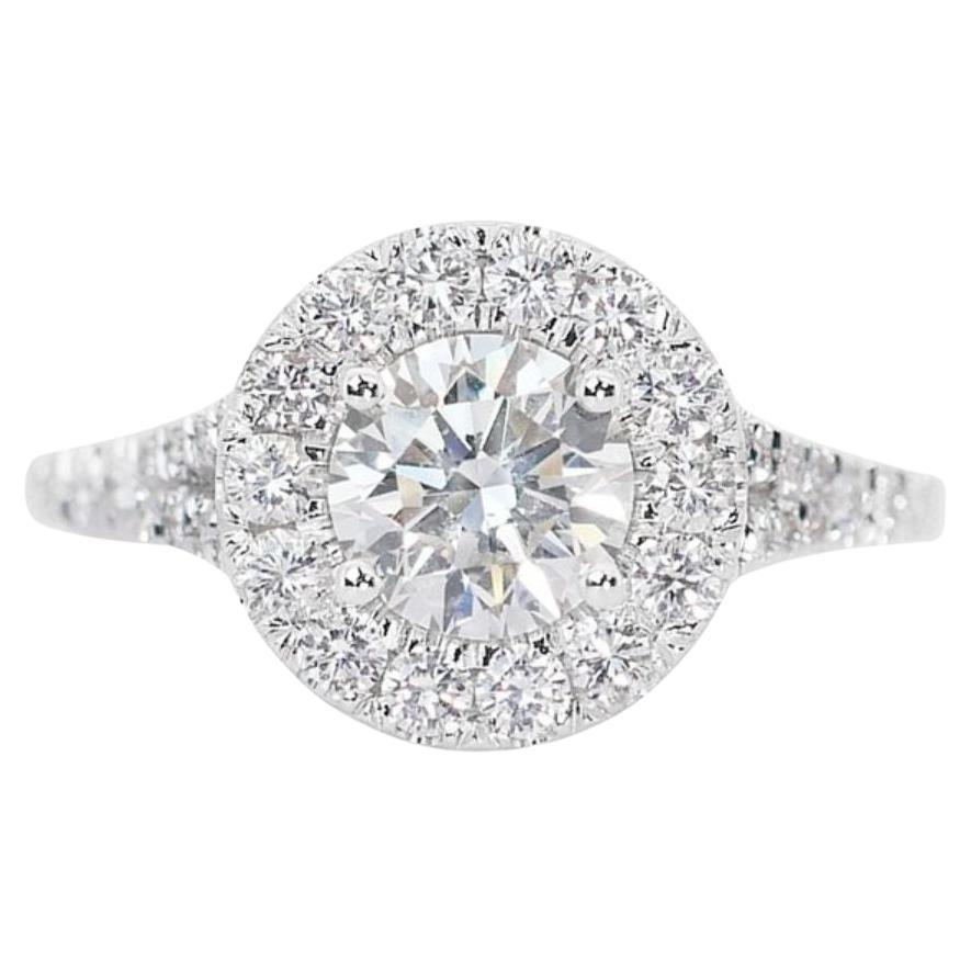 Exquisite 1.05 Carat Round Brilliant Diamond Ring in 18K White Gold