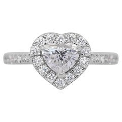 Exquisite 1.06ct Double Excellent Ideal Cut Diamonds Halo Ring in 18k White Gold