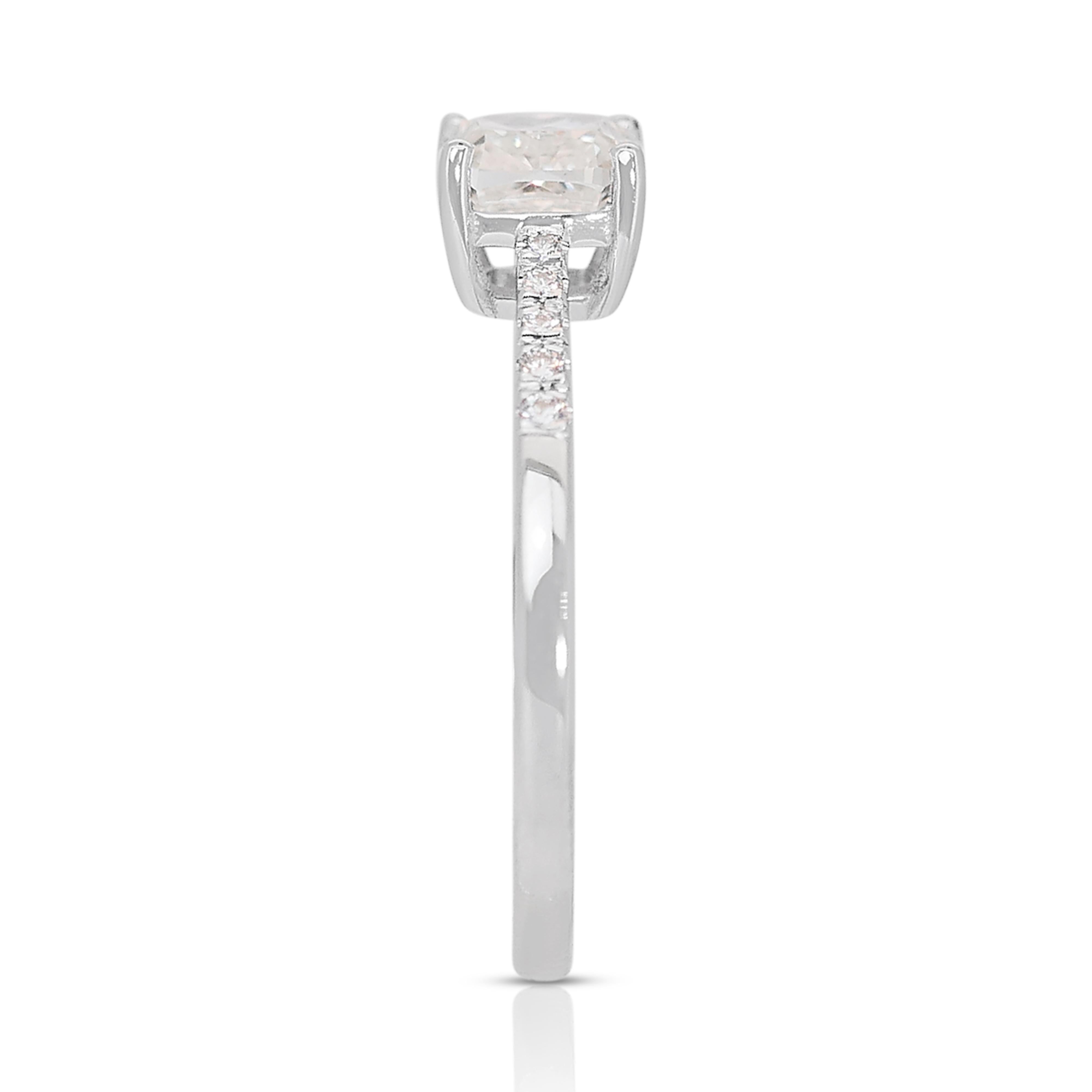 Magnifique bague pavée de diamants de 1,07 carat en or blanc 14 carats, certifiée GIA Neuf - En vente à רמת גן, IL