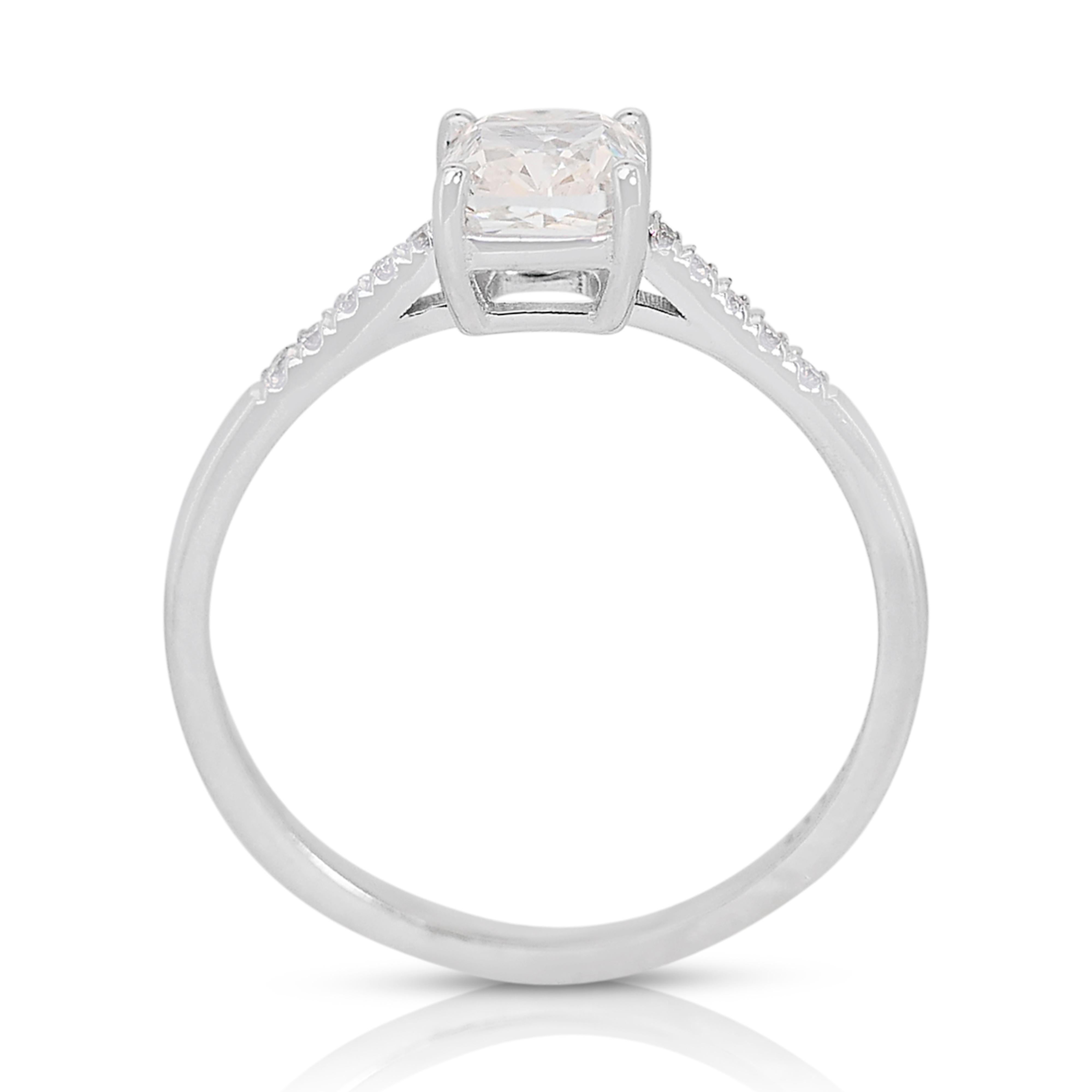 Magnifique bague pavée de diamants de 1,07 carat en or blanc 14 carats, certifiée GIA en vente 2