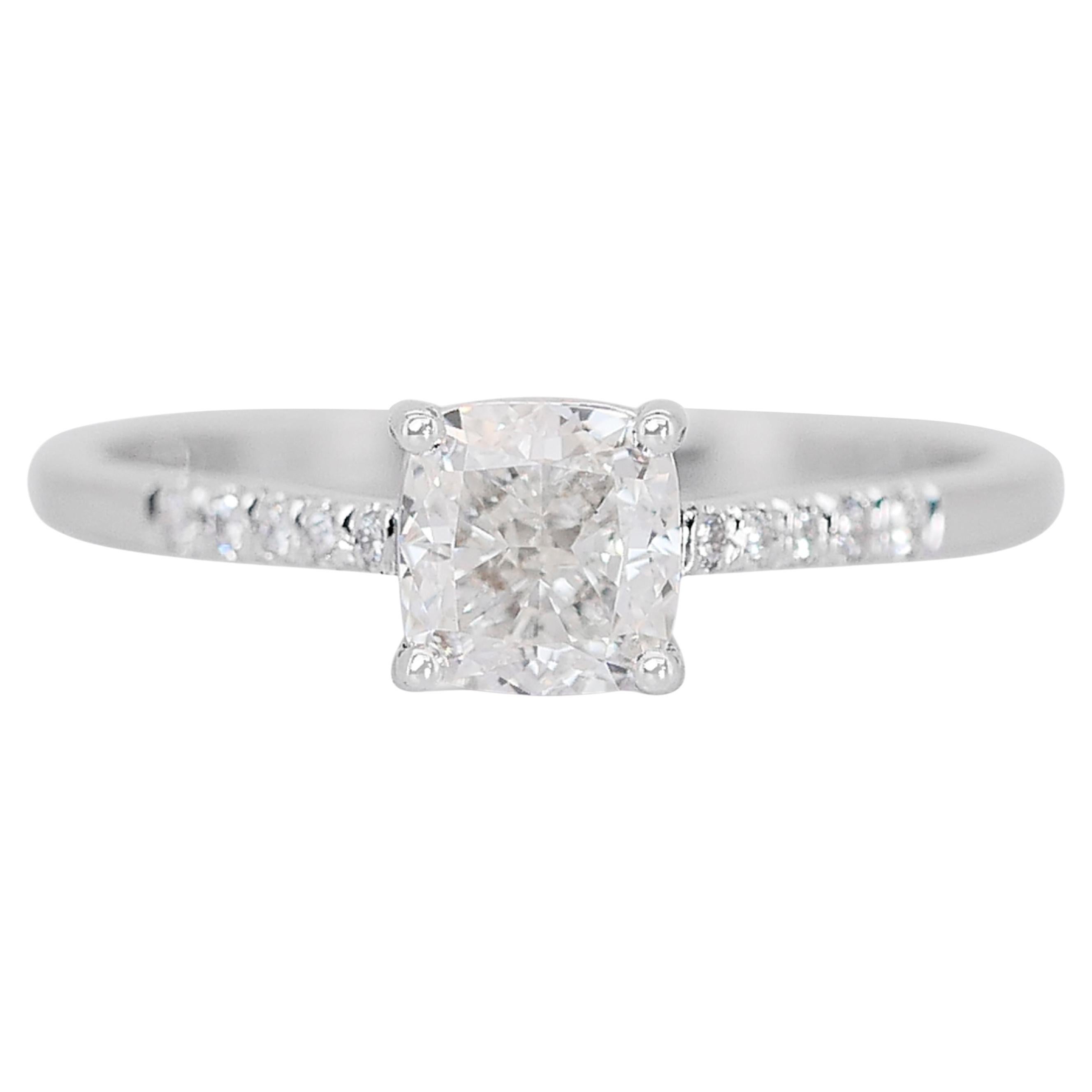 Exquisite 1.07ct Diamonds Pave Ring in 14k White Gold - GIA Certified
