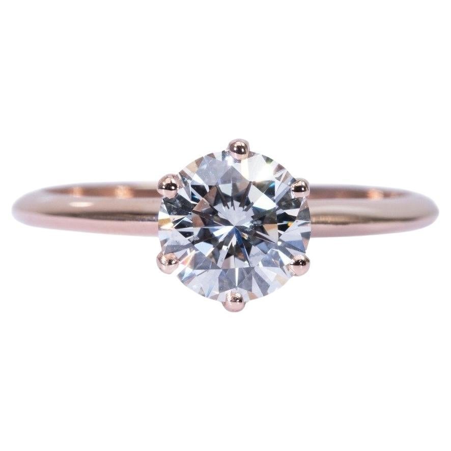 Exquisite 1.09ct Diamond Solitaire Ring in 18k Rose Gold - GIA Certified For Sale