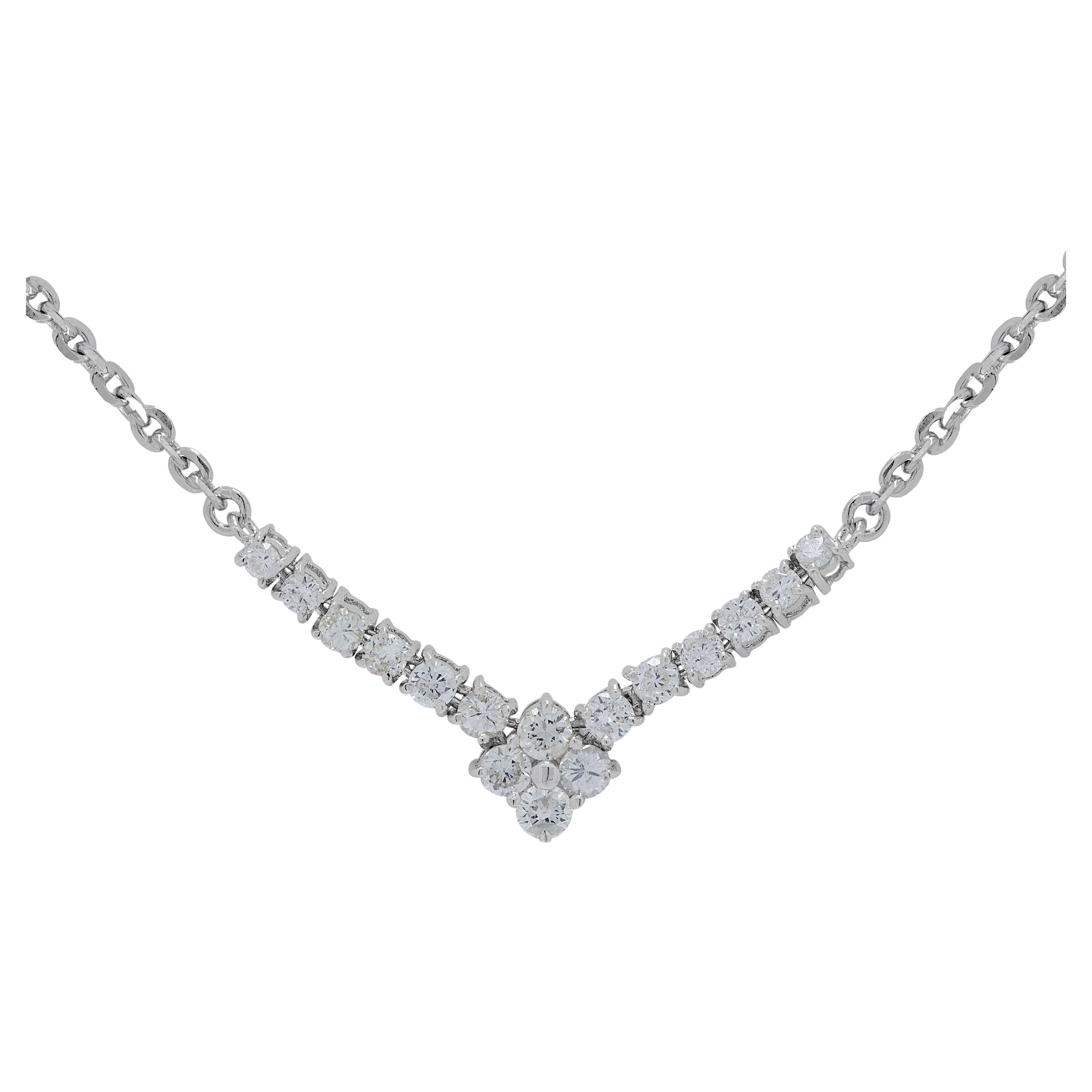Exquisite 1.0ct Diamonds Necklace in 18K White Gold  For Sale