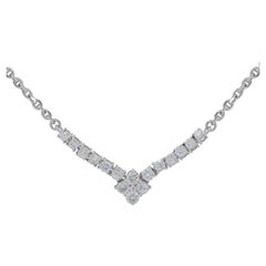 Exquisite 1.0ct Diamonds Necklace in 18K White Gold 