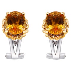 Exquisite White Gold Oval-Cut Brazilian Citrine Earrings with Diamond Accents